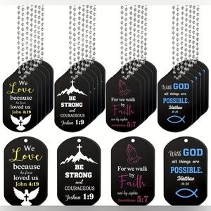 Inspirational Black Dog Tag Necklace